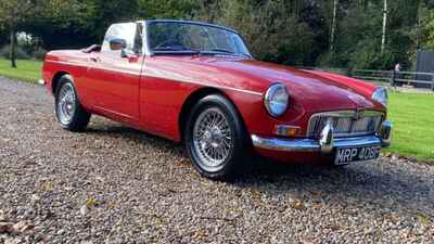 mgb roadster 1967 MK1 . Lovely example , Red and Chrome wires.