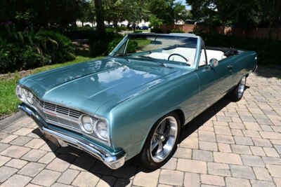 1965 Chevrolet Malibu Convertible Artesian Turquoise White Interior